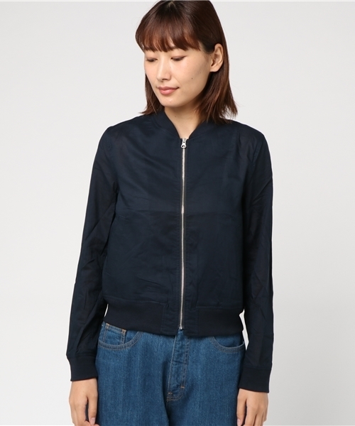 earth music&ecology（アースミュージックアンドエコロジー）の「・リブブルゾン（ブルゾン・レディース・ネイビー/グレイッシュベージュ/カーキ・L/M）」の4枚目の写真