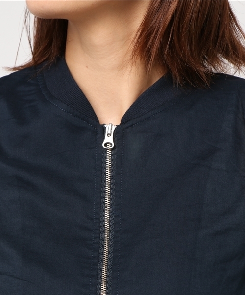 earth music&ecology（アースミュージックアンドエコロジー）の「・リブブルゾン（ブルゾン・レディース・ネイビー/グレイッシュベージュ/カーキ・L/M）」の7枚目の写真