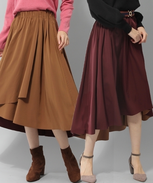 Andemiu（アンデミュウ）の「アシメリバースカート772558（スカート・レディース・レッド/ブルー/モカ・FREE）」の2枚目の写真