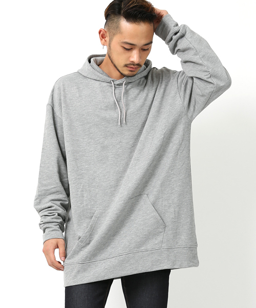 Rocky Monroe(ロッキーモンロー)の「ドロップショルダーミニ裏毛プルオーバーパーカー(パーカー・メンズ・チャコール/杢グレー/ベージュ/ブラック/ブルー/ネイビー/オートミール/ワイン/ピンク/ホワイト・FREE)」の3枚目の写真