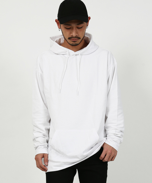 Rocky Monroe(ロッキーモンロー)の「ドロップショルダーミニ裏毛プルオーバーパーカー(パーカー・メンズ・チャコール/杢グレー/ベージュ/ブラック/ブルー/ネイビー/オートミール/ワイン/ピンク/ホワイト・FREE)」の2枚目の写真