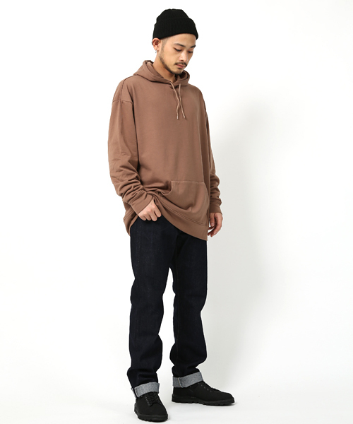 Rocky Monroe(ロッキーモンロー)の「ドロップショルダーミニ裏毛プルオーバーパーカー(パーカー・メンズ・チャコール/杢グレー/ベージュ/ブラック/ブルー/ネイビー/オートミール/ワイン/ピンク/ホワイト・FREE)」の18枚目の写真