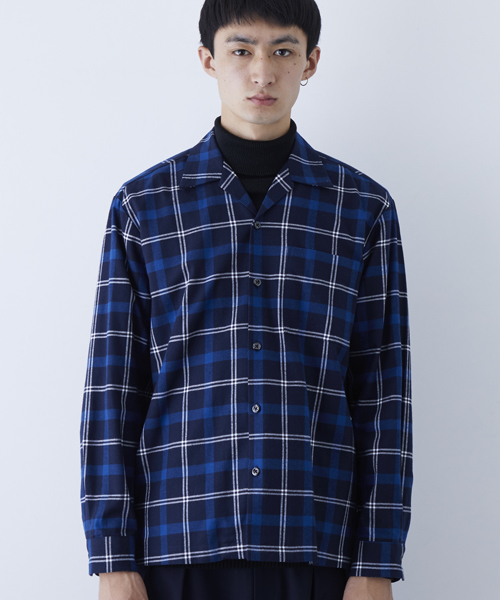 STUDIOUS（ステュディオス）の「【STUDIOUS】ネルチェックビッグシルエットオープンカラーシャツ（シャツ/ブラウス・メンズ・ホワイト/マルチ/ネイビー・1/2/3）」の4枚目の写真