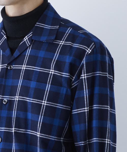 STUDIOUS（ステュディオス）の「【STUDIOUS】ネルチェックビッグシルエットオープンカラーシャツ（シャツ/ブラウス・メンズ・ホワイト/マルチ/ネイビー・1/2/3）」の7枚目の写真