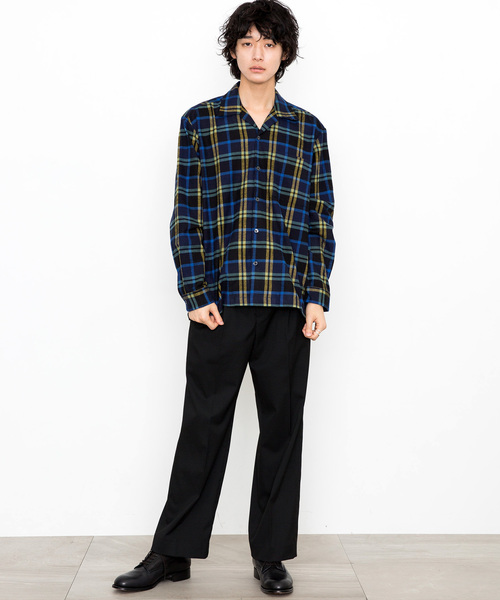 STUDIOUS ビッグチェックオープンカラーシャツ ステュディオス STUDIOUS（ステュディオス）の「【STUDIOUS】ネルチェックビッグ