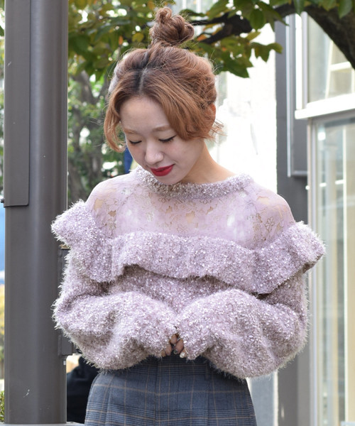 45R ☆フロート二重天竺フリル ワンピース ダブルフェイス forksy