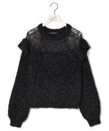 w closet | フラグフェザーレース切替フリルニット(ニット/セーター)