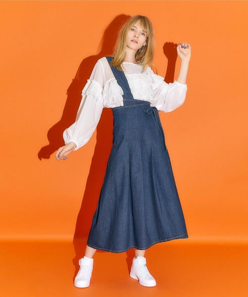 Another Edition（アナザーエディション）の「ワンショルダーデニムタックスカート（デニムスカート・レディース・ネイビー・FREE）」の9枚目の写真