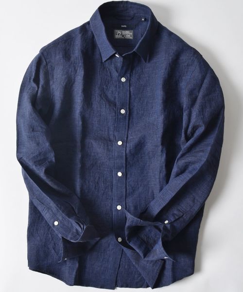 SHIPS（シップス）の「SC:  BAIRD MCNUTT  アイリッシュリネン レギュラーカラーシャツ（シャツ/ブラウス・メンズ・ホワイト/ネイビー/オリーブ/ピンク/イエロー/ブルー・SMALL/MEDIUM/LARGE/X-LARGE）」の4枚目の写真