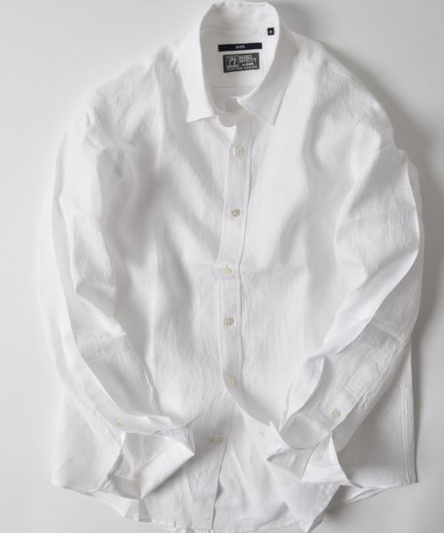 SHIPS（シップス）の「SC:  BAIRD MCNUTT  アイリッシュリネン レギュラーカラーシャツ（シャツ/ブラウス・メンズ・ホワイト/ネイビー/オリーブ/ピンク/イエロー/ブルー・SMALL/MEDIUM/LARGE/X-LARGE）」の2枚目の写真