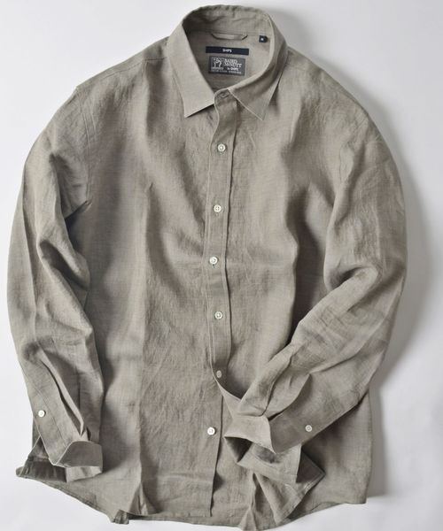 SHIPS（シップス）の「SC:  BAIRD MCNUTT  アイリッシュリネン レギュラーカラーシャツ（シャツ/ブラウス・メンズ・ホワイト/ネイビー/オリーブ/ピンク/イエロー/ブルー・SMALL/MEDIUM/LARGE/X-LARGE）」の3枚目の写真