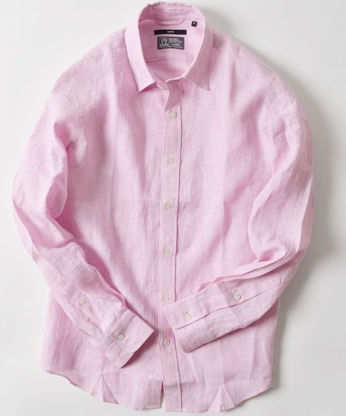 SHIPS（シップス）の「SC:  BAIRD MCNUTT  アイリッシュリネン レギュラーカラーシャツ（シャツ/ブラウス・メンズ・ホワイト/ネイビー/オリーブ/ピンク/イエロー/ブルー・SMALL/MEDIUM/LARGE/X-LARGE）」の6枚目の写真