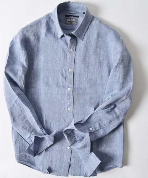 SHIPS（シップス）の「SC:  BAIRD MCNUTT  アイリッシュリネン レギュラーカラーシャツ（シャツ/ブラウス・メンズ・ホワイト/ネイビー/オリーブ/ピンク/イエロー/ブルー・SMALL/MEDIUM/LARGE/X-LARGE）」の5枚目の写真