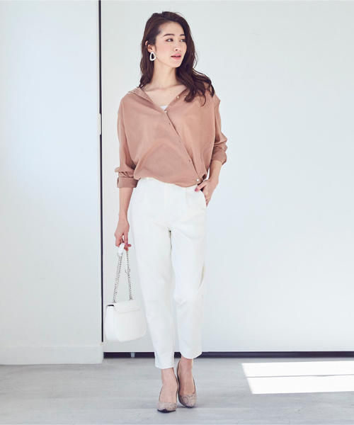 UR'S（ユアーズ）の「2wayｺｯﾄﾝｶｼｭｸｰﾙｼｬﾂ（シャツ/ブラウス・レディース・イエロー/パープル/ベージュ/ホワイト/ネイビー・M）」の6枚目の写真