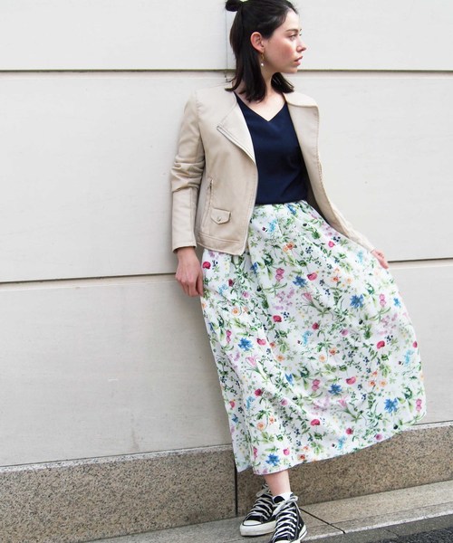 PICCIN（ピッチン）の「日本製インクジェットボタニカルフレアスカート（スカート・レディース・ネイビー/オフホワイト/ブルー系その他/ホワイト系その他/イエロー・MEDIUM）」の18枚目の写真