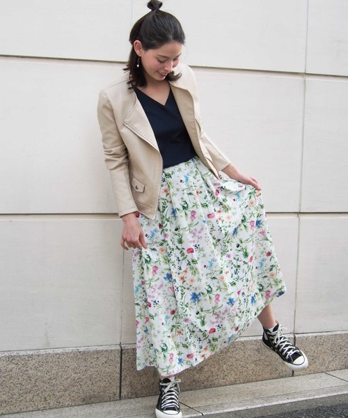 PICCIN（ピッチン）の「日本製インクジェットボタニカルフレアスカート（スカート・レディース・ネイビー/オフホワイト/ブルー系その他/ホワイト系その他/イエロー・MEDIUM）」の14枚目の写真