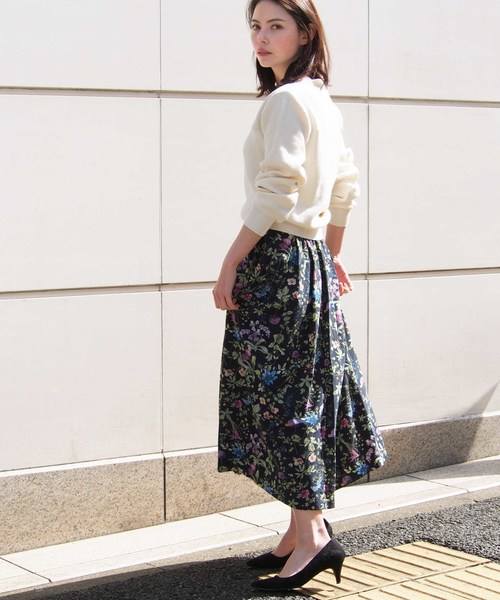 PICCIN（ピッチン）の「日本製インクジェットボタニカルフレアスカート（スカート・レディース・ネイビー/オフホワイト/ブルー系その他/ホワイト系その他/イエロー・MEDIUM）」の15枚目の写真
