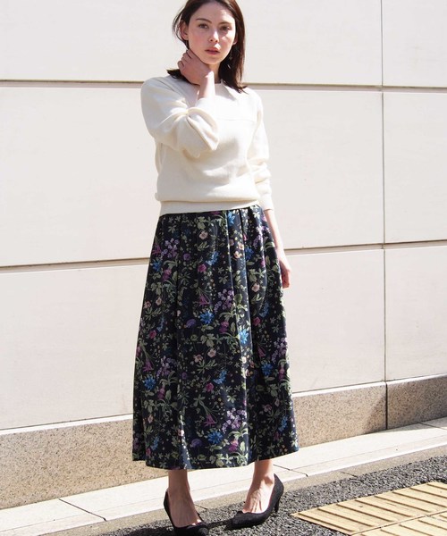 PICCIN（ピッチン）の「日本製インクジェットボタニカルフレアスカート（スカート・レディース・ネイビー/オフホワイト/ブルー系その他/ホワイト系その他/イエロー・MEDIUM）」の11枚目の写真