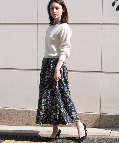 PICCIN（ピッチン）の「日本製インクジェットボタニカルフレアスカート（スカート・レディース・ネイビー/オフホワイト/ブルー系その他/ホワイト系その他/イエロー・MEDIUM）」の13枚目の写真