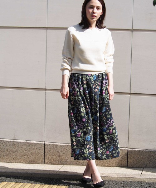 PICCIN（ピッチン）の「日本製インクジェットボタニカルフレアスカート（スカート・レディース・ネイビー/オフホワイト/ブルー系その他/ホワイト系その他/イエロー・MEDIUM）」の17枚目の写真