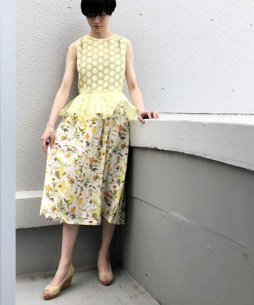 PICCIN（ピッチン）の「日本製インクジェットボタニカルフレアスカート（スカート・レディース・ネイビー/オフホワイト/ブルー系その他/ホワイト系その他/イエロー・MEDIUM）」の20枚目の写真
