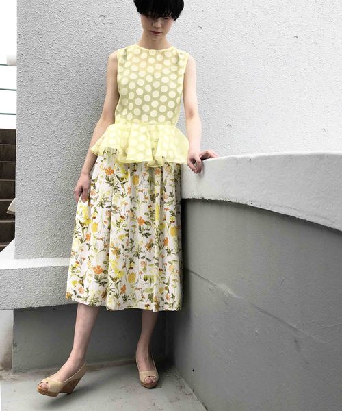 PICCIN（ピッチン）の「日本製インクジェットボタニカルフレアスカート（スカート・レディース・ネイビー/オフホワイト/ブルー系その他/ホワイト系その他/イエロー・MEDIUM）」の22枚目の写真