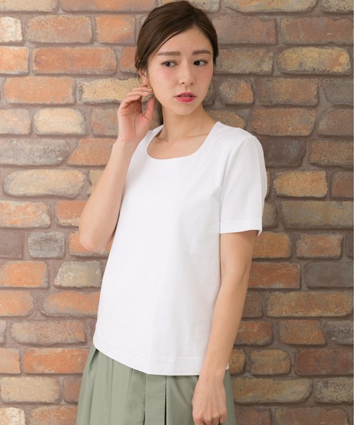 PREFERIR（プレフェリール）の「フラスコネック 半袖 Ｔシャツ（Tシャツ/カットソー・レディース・ホワイト/ブラック/ネイビー・MEDIUM/LARGE）」の7枚目の写真