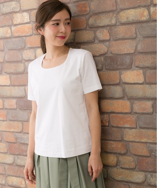 PREFERIR（プレフェリール）の「フラスコネック 半袖 Ｔシャツ（Tシャツ/カットソー・レディース・ホワイト/ブラック/ネイビー・MEDIUM/LARGE）」の8枚目の写真