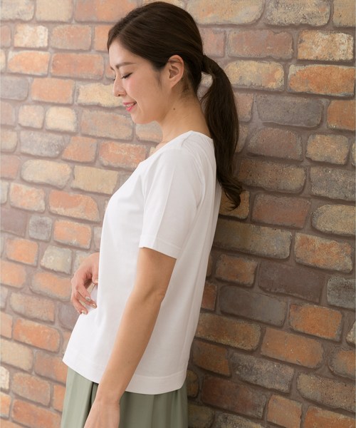 PREFERIR（プレフェリール）の「フラスコネック 半袖 Ｔシャツ（Tシャツ/カットソー・レディース・ホワイト/ブラック/ネイビー・MEDIUM/LARGE）」の9枚目の写真