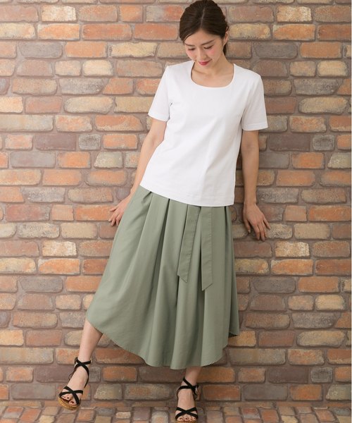 PREFERIR（プレフェリール）の「フラスコネック 半袖 Ｔシャツ（Tシャツ/カットソー・レディース・ホワイト/ブラック/ネイビー・MEDIUM/LARGE）」の14枚目の写真