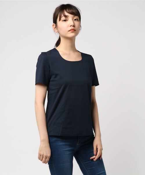 PREFERIR（プレフェリール）の「フラスコネック 半袖 Ｔシャツ（Tシャツ/カットソー・レディース・ホワイト/ブラック/ネイビー・MEDIUM/LARGE）」の3枚目の写真