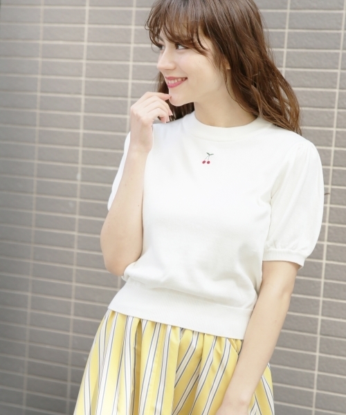 Heather（ヘザー）の「コンパクトシシュウニット　793826（ニット/セーター・レディース・ホワイト/ネイビー/ライトパープル・FREE/ONESIZE）」の2枚目の写真