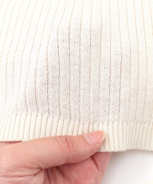 Pierrot（ピエロ）の「フレンチスリーブ リブニットトップス　サマーニット　フレンチ袖　薄手ニット（ニット/セーター・レディース・ブラック/ネイビー/ミント/マスタード/ラベンダー/アイボリー/杢グレー/ブルー系その他/ピンク系その他/グリーン系その他/バーガンディー/ベージュ系その他/オレンジ系その他/ブルー系その他2/パープル系その他/スモークピンク/グレイッシュベージュ/ブルー系その他3・M/L）」の22枚目の写真