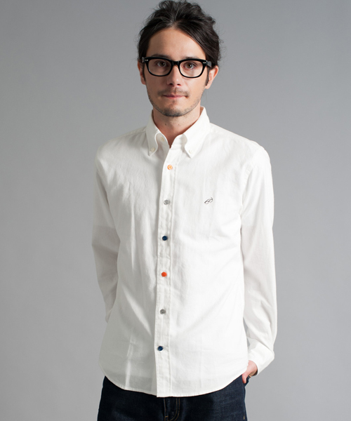 green label relaxing（グリーンレーベルリラクシング）の「B/CR VIYELLA/PEAC EMB BDシャツ（シャツ/ブラウス・メンズ・ホワイト/ダークグリーン/ネイビー/イエロー/オリーブ・SMALL/MEDIUM/LARGE/X-LARGE）」の2枚目の写真