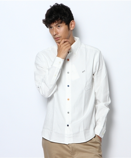 green label relaxing（グリーンレーベルリラクシング）の「B/CR VIYELLA/PEAC EMB BDシャツ（シャツ/ブラウス・メンズ・ホワイト/ダークグリーン/ネイビー/イエロー/オリーブ・SMALL/MEDIUM/LARGE/X-LARGE）」の12枚目の写真