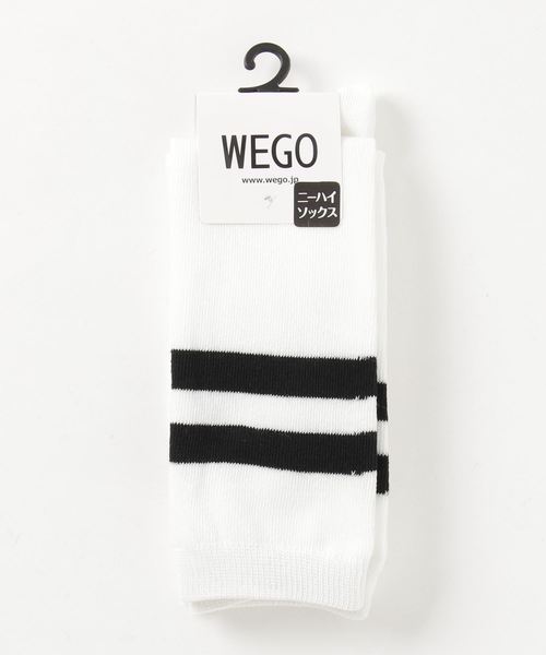 WEGO(ウィゴー)の「WEGO/2ラインニーハイソックス(ソックス/靴下・レディース・ブラック/ホワイト・FREE)」の2枚目の写真