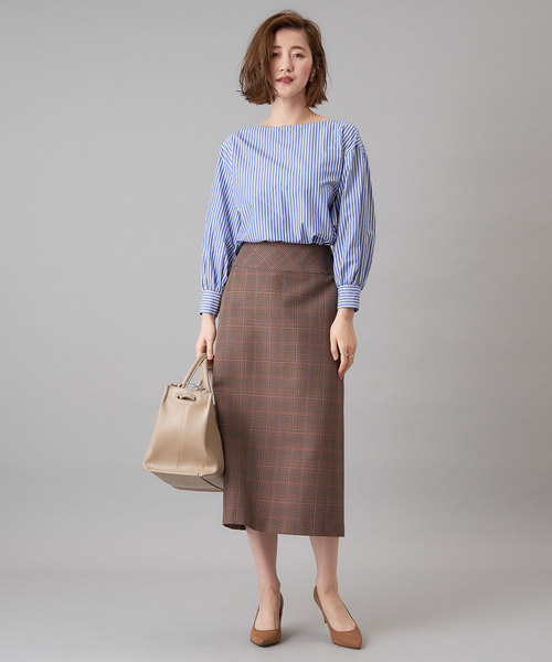 RIVE DROITE（リヴドロワ）の「チェックロングナロースカート（スカート・レディース・ベージュ/ブラウン・38/36）」の13枚目の写真