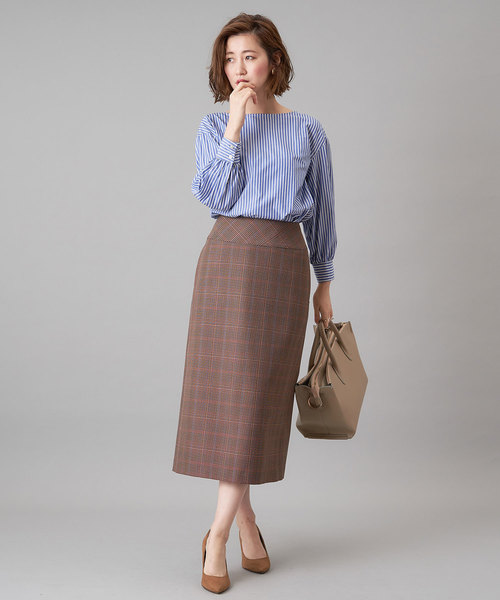 RIVE DROITE（リヴドロワ）の「チェックロングナロースカート（スカート・レディース・ベージュ/ブラウン・38/36）」の18枚目の写真