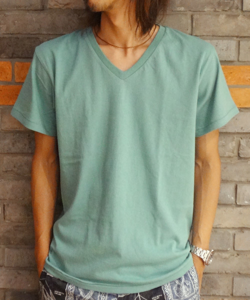 CIAOPANIC(チャオパニック)の「【Ciaopanic】丸胴VネックT(Tシャツ/カットソー・メンズ・エメラルド/ワインレッド/ホワイト/マスタード/ブラック・MEDIUM/LARGE)」の4枚目の写真