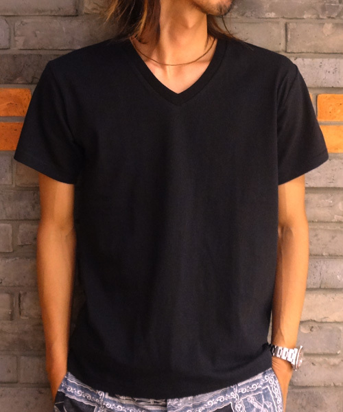 CIAOPANIC(チャオパニック)の「【Ciaopanic】丸胴VネックT(Tシャツ/カットソー・メンズ・エメラルド/ワインレッド/ホワイト/マスタード/ブラック・MEDIUM/LARGE)」の1枚目の写真