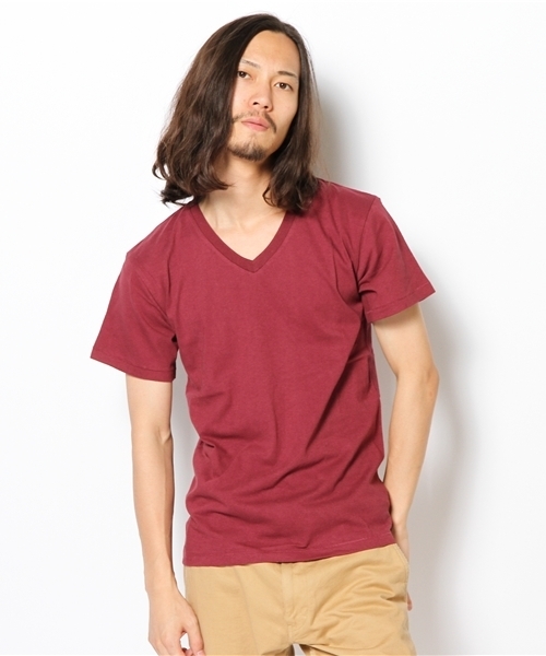CIAOPANIC(チャオパニック)の「【Ciaopanic】丸胴VネックT(Tシャツ/カットソー・メンズ・エメラルド/ワインレッド/ホワイト/マスタード/ブラック・MEDIUM/LARGE)」の10枚目の写真