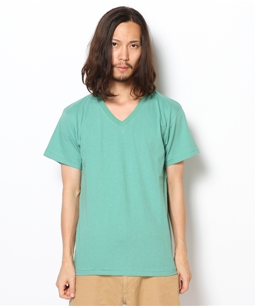 CIAOPANIC(チャオパニック)の「【Ciaopanic】丸胴VネックT(Tシャツ/カットソー・メンズ・エメラルド/ワインレッド/ホワイト/マスタード/ブラック・MEDIUM/LARGE)」の12枚目の写真
