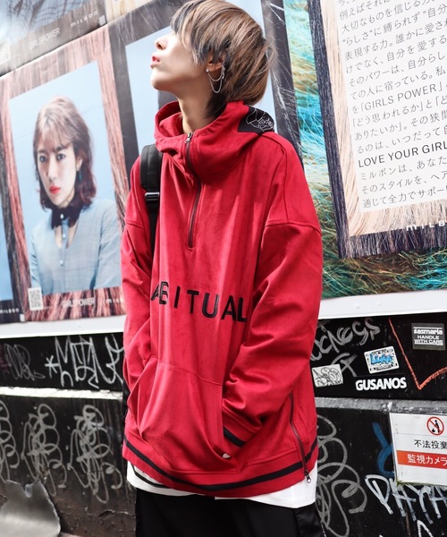 rovtski 【ビッグシルエット】フェイクスウェードバックプリント