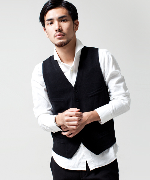 NANO universe（ナノユニバース）の「ミラノリブニットジレ（ベスト・メンズ・グレー/ネイビー/ブラック・SMALL/MEDIUM/LARGE）」の2枚目の写真