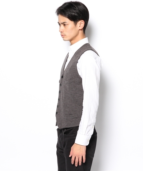 NANO universe（ナノユニバース）の「ミラノリブニットジレ（ベスト・メンズ・グレー/ネイビー/ブラック・SMALL/MEDIUM/LARGE）」の4枚目の写真