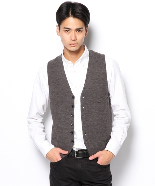 NANO universe（ナノユニバース）の「ミラノリブニットジレ（ベスト・メンズ・グレー/ネイビー/ブラック・SMALL/MEDIUM/LARGE）」の6枚目の写真