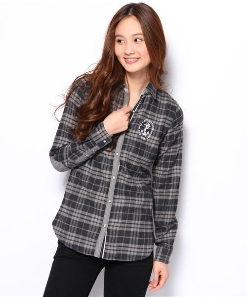 TOMMY HILFIGER（トミーヒルフィガー）の「TH COTTON FLANEL CHECK COMBO SHIRT （シャツ/ブラウス・レディース・ブラック/ネイビー/レッド・SMALL/MEDIUM/LARGE）」の2枚目の写真