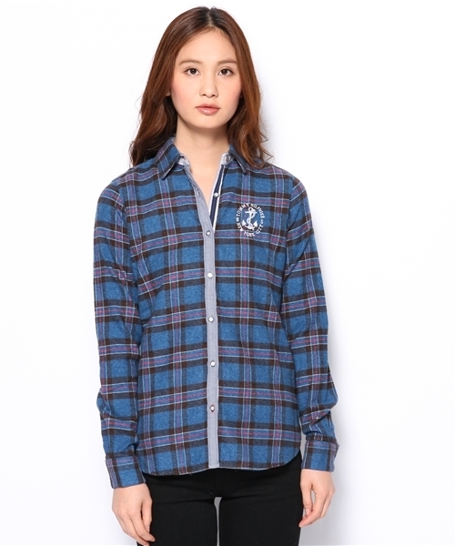 TOMMY HILFIGER（トミーヒルフィガー）の「TH COTTON FLANEL CHECK COMBO SHIRT （シャツ/ブラウス・レディース・ブラック/ネイビー/レッド・SMALL/MEDIUM/LARGE）」の7枚目の写真