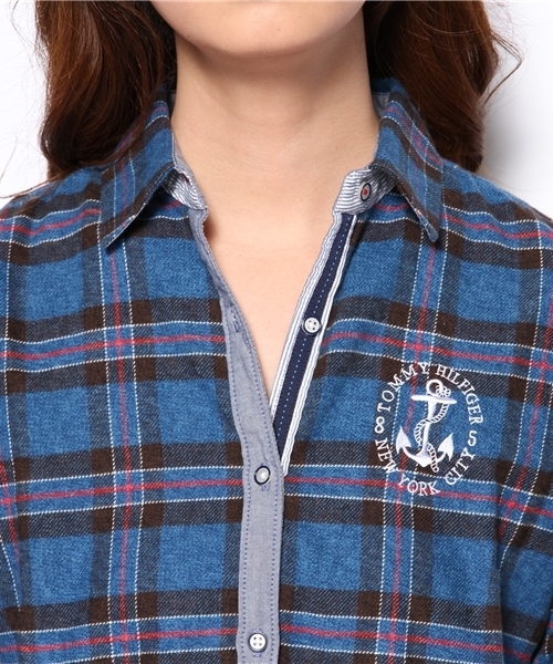 TOMMY HILFIGER（トミーヒルフィガー）の「TH COTTON FLANEL CHECK COMBO SHIRT （シャツ/ブラウス・レディース・ブラック/ネイビー/レッド・SMALL/MEDIUM/LARGE）」の10枚目の写真