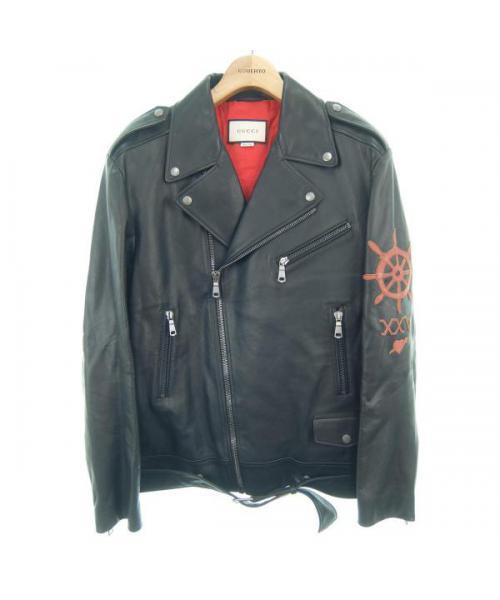 牛革　刺繍ロゴ　ミリタリージャケット　ブルゾン　カーキ　裏地デザイン　古着　軍系 スーベニアジャケット Souvenir jacket ブルゾン ジップアップ